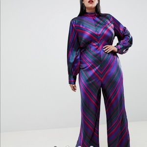 ASOS DESIGN Curve jumpsuit with blouson sleeve in stripe